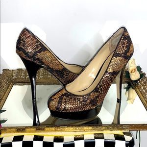 Enzo Angiolini Cheetah Sequin Heels